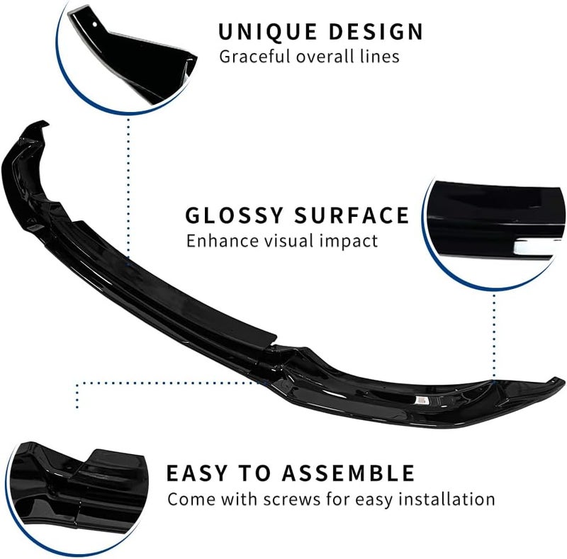 XPHAZZ Front Bumper Lip Compatible with BMW (2015-2020) F80 M3 F82 F83 M4 Splitter MP-Style ABS Gloss Black - Image 4